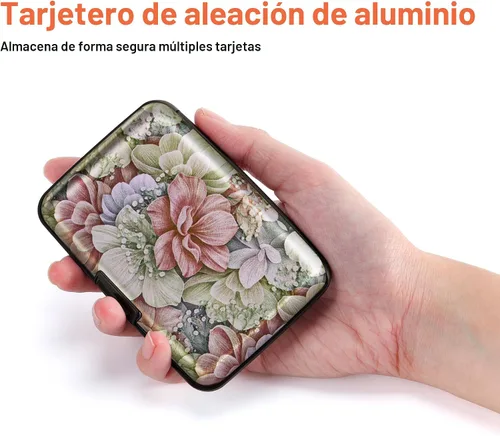 Miniatura 3 de Mayski Soporte para tarjetas de crédito, bloqueo RFID, funda rígida de aleación de aluminio, pequeña cartera de metal para mujeres y hombres