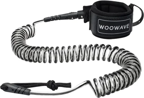 Miniatura 11 de WOOWAVE Correa SUP de 11 pies en espiral para tabla de remo para tabla de surf, correa de tobillo con funda impermeable para billetera/teléfono