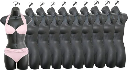 Miniatura 27 de Maniquí Femenino de Cadera de Torso Largo Espalda Hueca Cuerpo Apilable Forma de Vestido con Gancho Colgante para Exhibición de Camisetas, Encimera