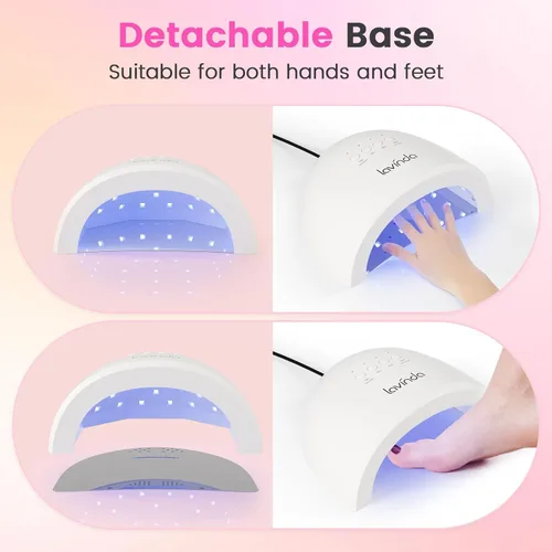 Miniatura 6 de Lavinda Lámpara de uñas LED UV 2 en 1 con luz roja, luz UV de 54 W para uñas de esmalte de gel, secador de uñas profesional de secado rápido