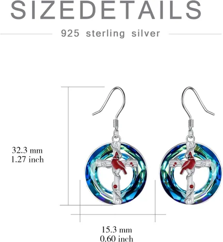 Miniatura 21 de POPKIMI Bonitos aretes colgantes de animales, joyería de animales, regalos de cumpleaños y Navidad para mujeres, aretes de ópalo de cristal de plata