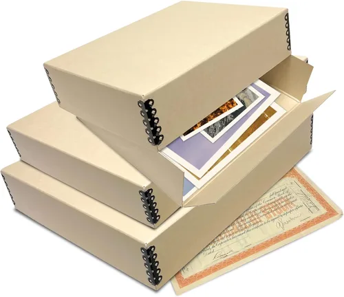 Miniatura 177 de Lineco Archival Caja de almacenamiento para impresión de 13x19 pulgadas, diseño frontal abatible, 13 1/2 x 19 1/2 x 3 pulgadas, color exterior: negro