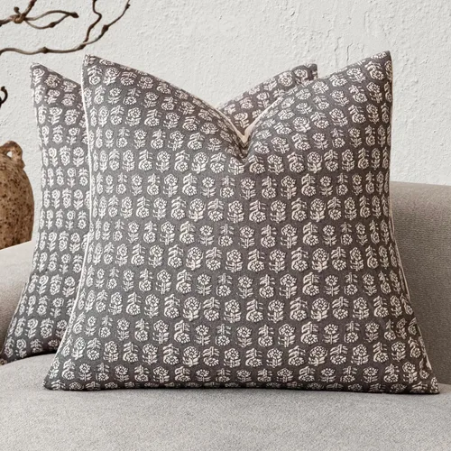 Foindtower - Juego de 2 fundas de almohada decorativas con estampado floral vintage, fundas de almohada modernas y neutrales de estilo granja para