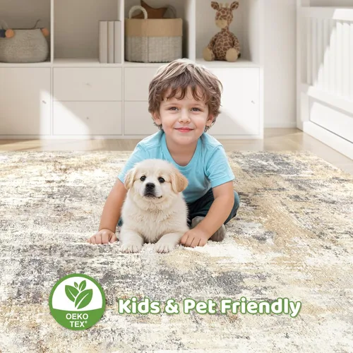 Miniatura 6 de Alfombra lavable de 2 x 4: pequeño, abstracto, moderno, antideslizante, suave, resistente a las manchas, para entrada, cocina, dormitorio