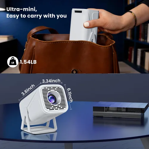 Miniatura 7 de Mini proyector inteligente portátil 1080P con WiFi 6 y Bluetooth, aplicaciones integradas y compatible con 4K, proyector de película Full HD nativo