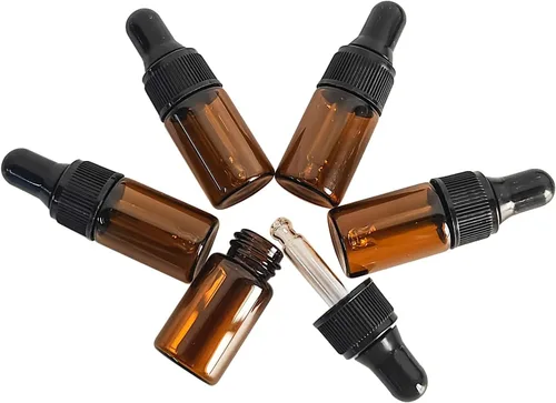 Miniatura 5 de Mini botella de vidrio ámbar con gotero, aceite esencial de 0.1 fl oz, cosméticos, perfume de viaje