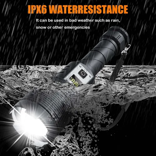 Miniatura 6 de Linternas recargables MAX 200000 lúmenes altos, linterna LED súper brillante de 30 W, linterna más brillante de alta potencia