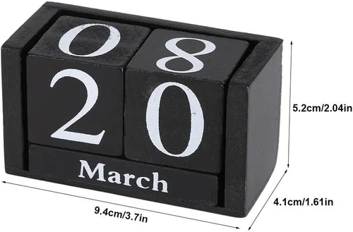 Miniatura 2 de Calendario de madera, bloque de calendario perpetuo europeo, bloque de escritorio, agenda anual, calendario mensual, fecha, escritorio, oficina