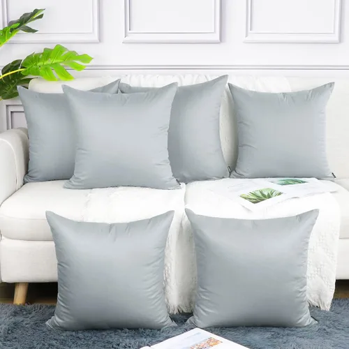 Miniatura 44 de Coddsmz Paquete de 6 fundas de almohada decorativas 100% algodón, fundas de cojín cuadradas de Navidad sólidas para el hogar, cama, sofá, día