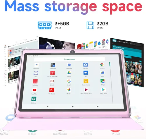 Miniatura 4 de Tablet Android 14 de 7 pulgadas con estuche, 8 GB de RAM 32 GB de ROM 1 TB de expansión, tablet PC con procesador Quad-Core, pantalla IPS de 1024 x