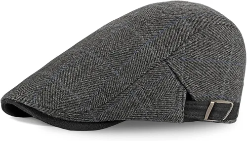 Miniatura 10 de meioro Gorra Plana de Algodón para Hombre Sombrero Newsboy de Tweed Espiga Sombreros Ajustables de Mezcla de Lana Gorras Gatsby Cabbie Ivy