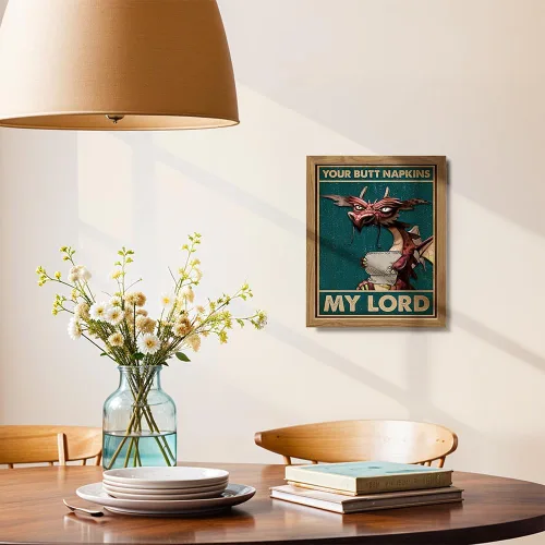 Miniatura 4 de Your Butt Napkins My Lord FRAMED - Decoraciones de dragón - Decoración gótica de baño - Decoración medieval - Divertido arte de pared de baño - Arte