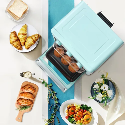 Miniatura 7 de Novaspark Combo de Horno Tostador y Freidora de Aire, Horno de Convección Retro de Encimera, Horno Tostador Pequeño de 16QT, 4 Rebanadas o Pizza