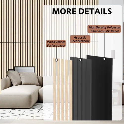 Miniatura 3 de RITOLLO Paquete de 4 paneles de madera para pared, paneles acústicos de listones de madera de 47.2 x 23.6 pulgadas para pared, paneles