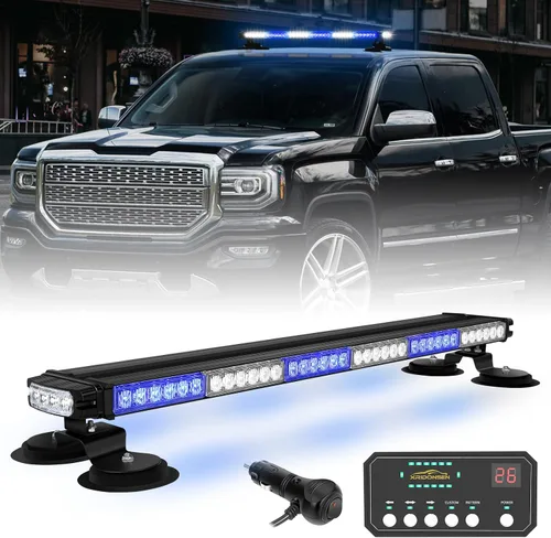 Miniatura 12 de XRIDONSEN - Barra de luz estroboscópica de techo de 28.4 pulgadas, 80 luces LED de seguridad magnéticas Luces de tráfico de doble cara