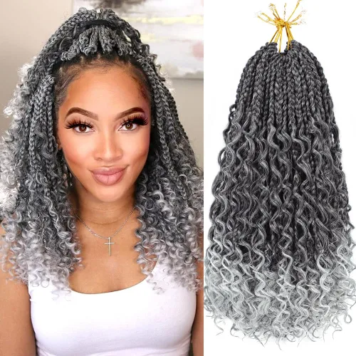 Miniatura 29 de Goddess Box Braids 1B3330 - Trenzas de ganchillo bohemias de 10 pulgadas para mujeres negras, paquete de 7 paquetes de trenzas bohemias preenlazadas