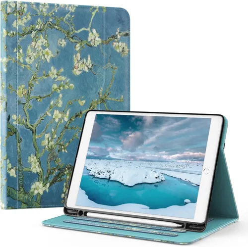 Miniatura 16 de OKP Funda para iPad de 9ª generación 2021/8ª generación 2020/7ª generación 2019 de 10.2 pulgadas, funda con visión multiángulo, cuero PU con soporte
