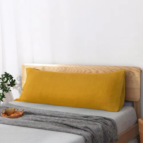 Miniatura 35 de S VICTORY SYMBOL Juego de 2 fundas de almohada de lino 100% a rayas, hilo de lino orgánico natural francés teñido en beige a rayas, King 20"x40