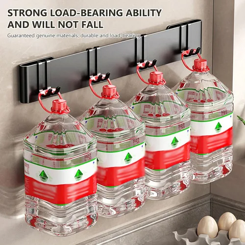 Miniatura 6 de Colgador de utensilios de cocina: soporte para colgar en pared, 7 ganchos, sin taladrar para cocina, despensa, baño, sala de estar de 15.75 pulgadas