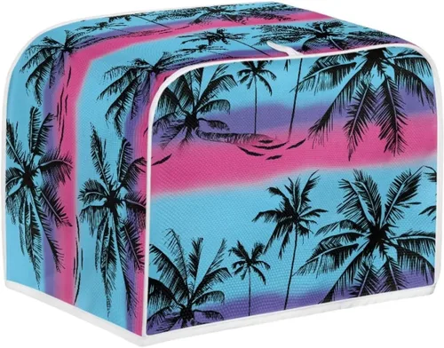 Miniatura 8 de JEOCODY Fundas para horno tostador para cocina, 2 rebanadas retro con estampado de mármol negro, cubierta antipolvo, lavable e impermeable