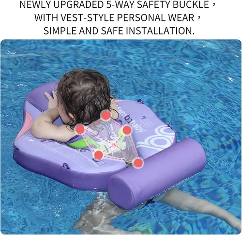 Miniatura 7 de Mambobaby Flotador no inflable para bebé con toldo, sistema de seguridad de cinco puntos, toldo 3D (desmontable) UPF 50+, flotadores de piscina