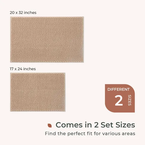 Miniatura 5 de FRESHMINT Juego de alfombras de baño de felpilla - 2 piezas 17 x 24 pulgadas + 20 x 32 pulgadas, alfombras antideslizantes y absorbentes