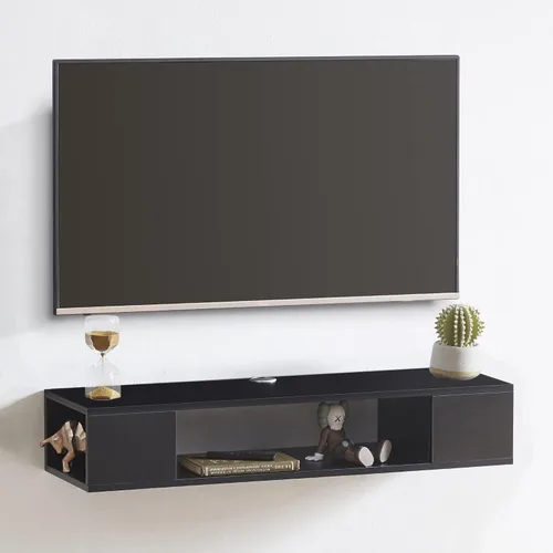 GHC Soporte de TV flotante, centro de entretenimiento montado en la pared y estante de gabinete, consola de TV con almacenamiento, consola