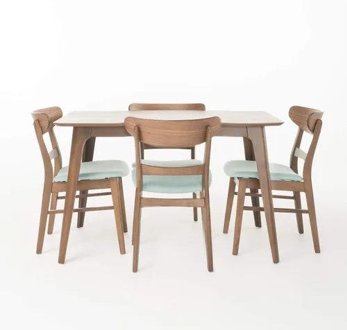 Miniatura 10 de Christopher Knight Home Idalia - Juego de comedor rectangular de 50 pulgadas, juego de 5 piezas, nogal natural y beige claro