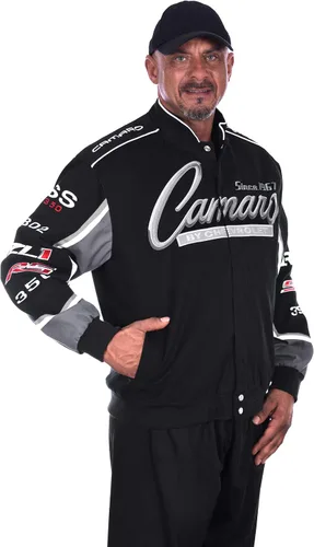 Miniatura 3 de JH DESIGN GROUP Chaqueta de sarga de algodón bordado Chevy Camaro Collage para hombre