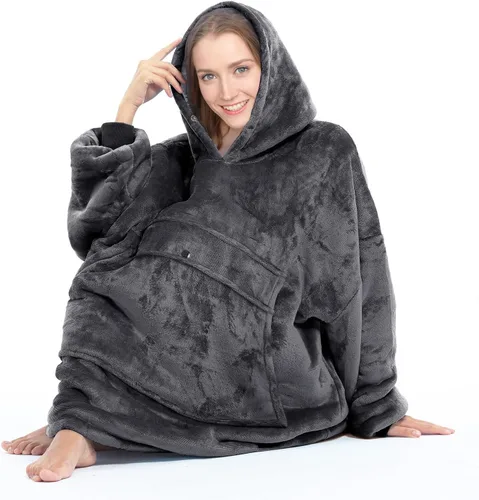 Miniatura 4 de Solaris Manta de gran tamaño con capucha y bolsillo para mascotas, cálida y súper suave y acogedora sudadera Sherpa con capucha para mujeres