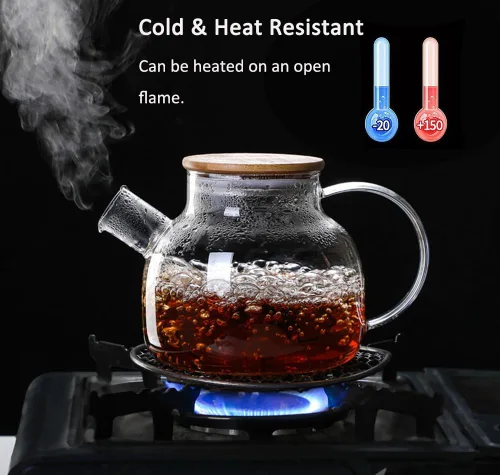 Miniatura 7 de Tetera de vidrio con infusor para té suelto y té floreciente, tetera de vidrio resistente al calor y hervidor para estufa, perfecta tetera, 33.8 fl