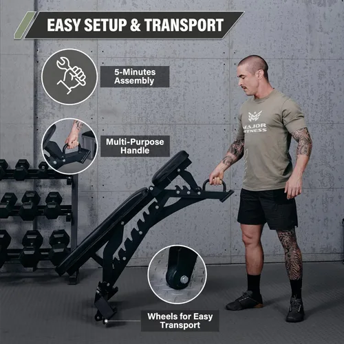 Miniatura 5 de MAJOR FITNESS Banco de pesas, banco de entrenamiento ajustable para entrenamiento de fuerza, prensa de banco y entrenamientos de cuerpo completo