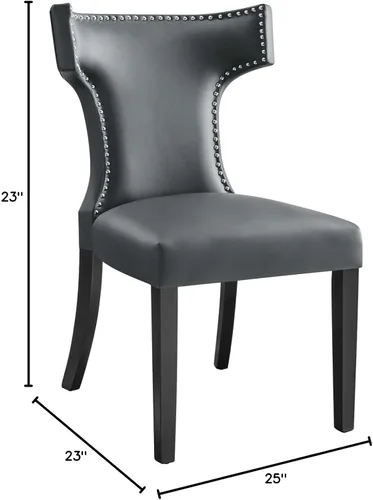 Miniatura 3 de Modway Silla de comedor de cuero vegano Curve en gris