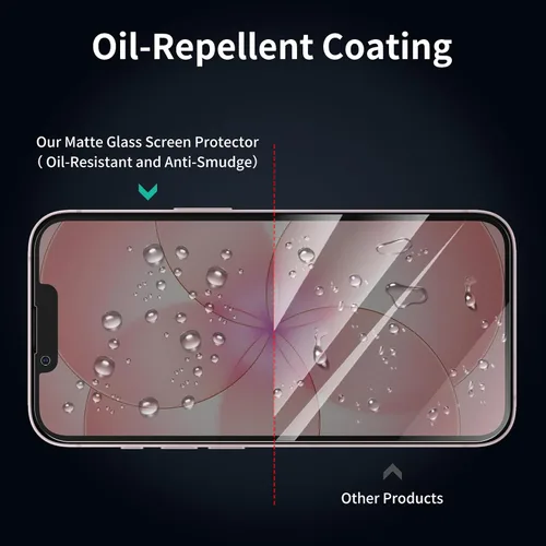 Miniatura 7 de Paquete de 2 protectores de pantalla de vidrio templado mate para iPhone 17e/16e/13 Pro/13/14, película de vidrio templado mate antirreflejos