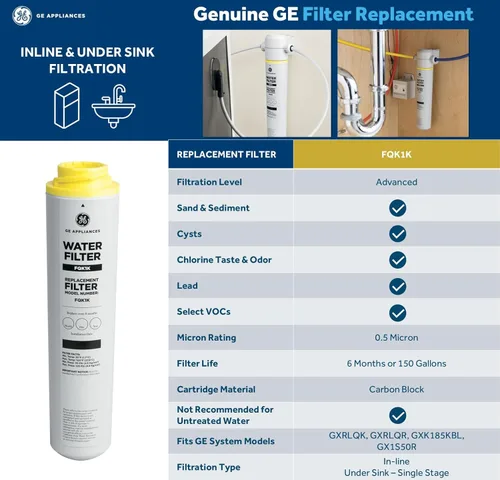 Miniatura 6 de GE Reemplazo del filtro de agua para debajo del fregadero, reduce los sedimentos, el óxido y otras impurezas del agua, fácil de instalar, se adapta