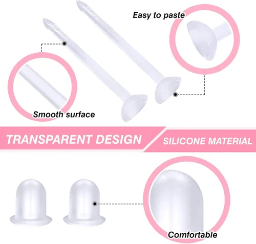 Miniatura 3 de TOAOB - 100 pares de aretes de plástico invisible de 0.118 pulgadas para tachuelas, pequeños hallazgos de cabeza con parte trasera de silicona