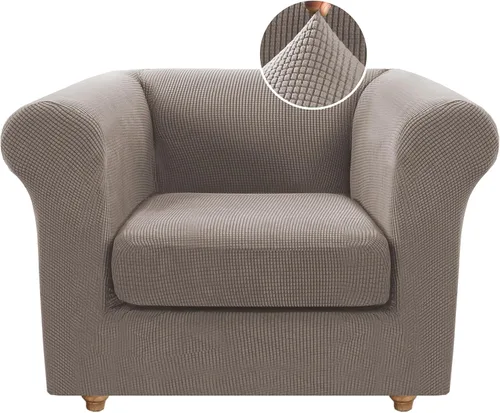 Miniatura 35 de Funda para silla Chesterfield de 2 piezas para sofá de 1 cojín, fundas para silla de brazo alto, 1 asiento, alta elasticidad, lavable, protector