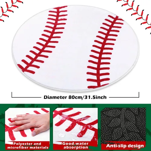 Miniatura 2 de Nuanchu 3 almohadas de felpa de béisbol y alfombra de béisbol para decoración de la habitación de los niños, mullidas y suaves, cojines deportivos