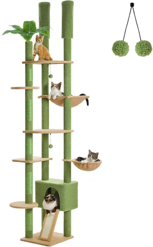 Miniatura 8 de PEQULTI - Árbol para gatos de 53 pulgadas para interiores, condominio grande, postes de rascado de sisal, hamaca y percha, diseño de cactus fresco
