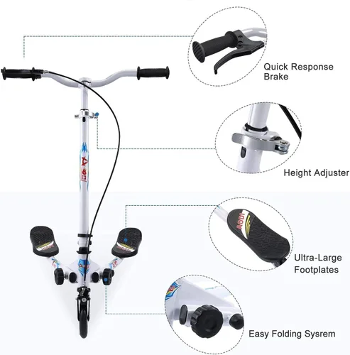 Miniatura 2 de Swing Scooter for Kids, 3 Wheels Foldable Wiggle Kick Scooter Push Drifting with 4 Adjustable Handlebar & 2 Rear LED Wheel for Boys and Girls Ages
