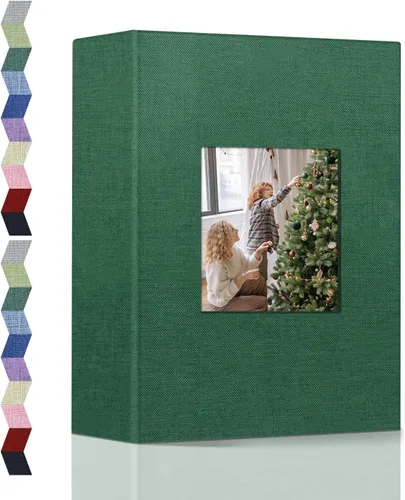 Miniatura 18 de Álbum de fotos popotop 4x6 - 100 fotos, libros de fotos con 100 bolsillos verticales, álbumes con cubierta de lino para fotos familiares, de boda