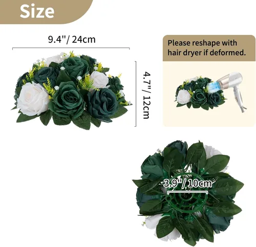 Miniatura 70 de NUPTIO Centros de mesa de flores para mesas de boda: arreglo de bolas de flores artificiales rosa y blanco para bodas, fiestas, 2 piezas de rosas