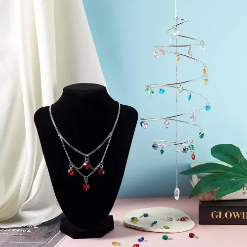 Miniatura 4 de Cheriswelry 96 dijes de cristal de mariposa transparente facetados, colgantes de corazón de amor, adornos colgantes de 51.732 in para hacer aretes