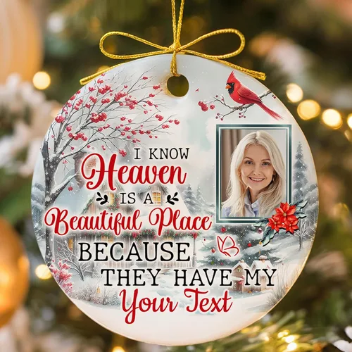 Miniatura 13 de Adornos de Navidad personalizados de doble cara con foto, adorno de Navidad personalizado 2025, adornos de corona de Navidad personalizados