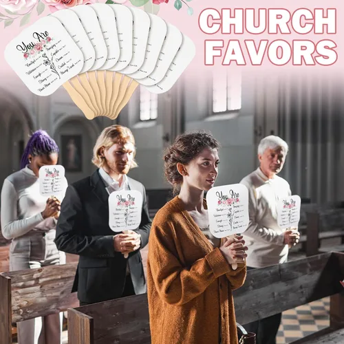 Miniatura 5 de Sherr 50 unidades de fanáticos cristianos a granel para iglesia religiosa para fanáticos de mano, salón de oración del Señor, Día de la Madre