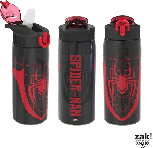 Miniatura 5 de Zak Designs Marvel Spider-Man - Botella de agua para la escuela o viajes, botella de agua de plástico duradero de 25 onzas con popote, asa y tapa