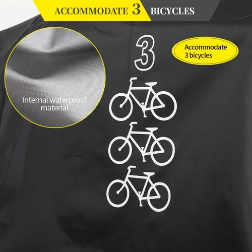 Miniatura 5 de Aiskaer Funda para bicicleta de 2 a 3 bicicletas, impermeable, negro, poliéster, resistente, montaña, carretera, bicicletas eléctricas