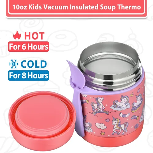 Miniatura 4 de Tarro de comida aislado para niños con cuchara, acero inoxidable de 10 onzas, a prueba de fugas, boca ancha, termo para comida caliente