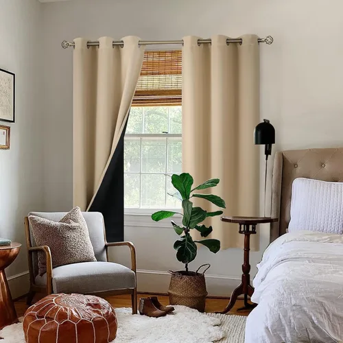 Miniatura 2 de BGment Cortinas 100 % opacas con aislamiento térmico para dormitorio con forro negro, doble capa, oscurecimiento de toda la habitación, reducción