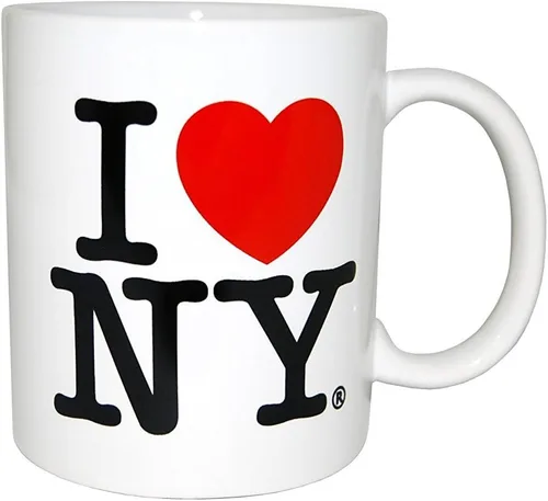 I Love New York Tazas coloridas de 11 oz de doble cara I Love NY Tazas en colores amarillo, rosa, naranja, azul, morado, negro y blanco Souvenirs